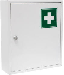 Strend Pro Elsősegélydoboz, Strend Pro Medic, fehér, 31 x 10 x 36 cm, porszórt acél, falra szerelhető, kulcsos hengerzárral (TC219730) (TC219730)