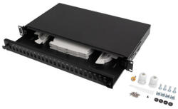 Lanberg FOP1-24SS-LDB 19" 1U 24xSC szimplex 24xLC duplex kihúzható kötőkazettával szerelt fekete optikai patch panel - pcx