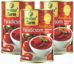 Natur farm hámozott szeletelt paradicsom (3x400 g)