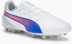PUMA King Match FG/AG Jr gyermek futballcipő puma fehér/kékmáz/szürke/szürke/szürkés fényű gyermek focicipő