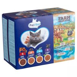 PreVital Farm Selection - alutasakos válogatás marha, pulyka, lazac, tőkehal felnőtt macskák számára 12 x 85 g