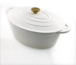Perfect Home Zománcozott öntöttvas kacsasütő ovális 30cm, 4.2L fehér (17923)