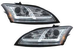 KITT Lightning Faruri Xenon LED DRL pentru Audi TT 8J 2006-2010, Crom, Semnal Dinamic (HLAUTT8JLDC)