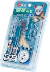 AIHAO Set 2 stilouri plastic reincarcabile 14cm cu 4 rezerve albastre, scoala, scriere usoara Aihao
