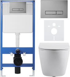 Cerano - Komplett WC szett Profi/Cesso - fényes fehér - WC nyomógomb Slim/Sötétszürke - falsík előtti beépítés - 49x36 cm (CER-721849)