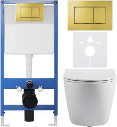 Cerano - Komplett WC szett Profi/Cesso - matt fehér - WC nyomógomb Classic/Gold - falsík előtti beépítés - 49x36 cm (CER-252165)