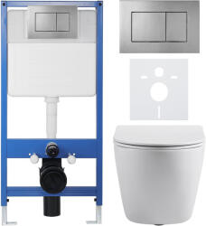 Cerano - Komplett WC szett Profi/Cesso - fényes fehér - WC nyomógomb Classic/Sötétszürke - falsík előtti beépítés - 49x36 cm (CER-081300)