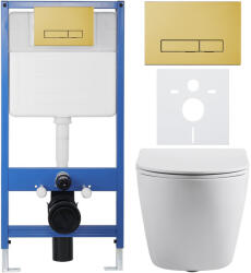 Cerano - Komplett WC szett Profi/Cesso - matt fehér - WC nyomógomb Slim/Gold - falsík előtti beépítés - 49x36 cm (CER-814273)