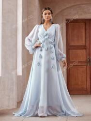 Shein Világoskék Bő Szabású Ruha Hosszú Ujjú V-nyakkivágással Shein S