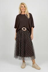 SHOPIKA Bluza maro din jerseu fin din tencel, cu maneca fluture Talie unica