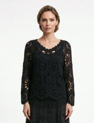 SHOPIKA Bluza de vara cu broderie din bumbac, croi lejer, neagra Talie unica