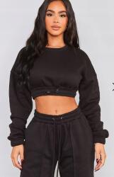 Prettylittlething Rövid Fekete Selymes, Bélelt Melegítős Pulóver Prettylittlething 38
