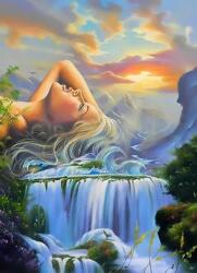 NORIMPEX - Puzzle Tablou Diamant: Fată și cascadă 30x40cm - 1 - 39 piese