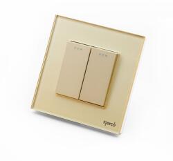 Tosyco Întrerupător dublu mecanic cu ramă din sticlă [CLONE] (TOS-CM2G2W-G)