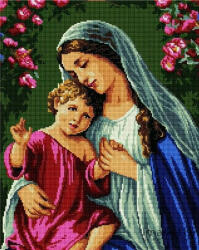 iPicasso Set goblen cu diamante, cu sasiu, Fecioara Maria si Iisus, 40x50 cm (PD4050126)