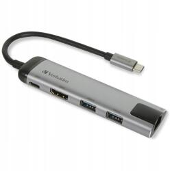 Verbatim Adapter Verbatim Hub Usb-c Hdmi 2xUSB-A Ethernet alumínium (49141)