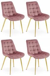 FDY Set 4 Scaune Bucatarie/Dining Joy Roz, Catifea, Picioare Metalice, Finisaj Auriu