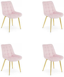 FDY Set 4 Scaune Bucatarie/Dining Joy Roz Deschis, Catifea, Picioare Metalice, Finisaj Auriu