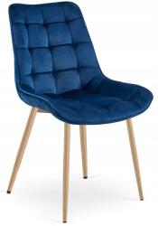 FDY Scaun Bucatarie/Dining Joy Albastru Catifea, Picioare Metalice, Finisaj Lemn