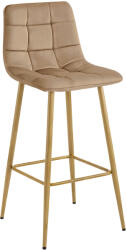 FDY Scaun Bar Simon Catifea Maro Picioare Metalice Finisaj Lemn