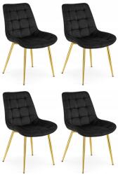 FDY Set 4 Scaune Bucatarie/Dining Joy Negru, Catifea, Picioare Metalice, Finisaj Auriu