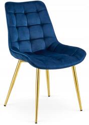 FDY Scaun Bucatarie/Dining Joy Albastru Catifea, Picioare Metalice, Finisaj Auriu
