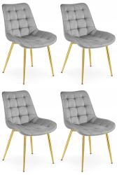 FDY Set 4 Scaune Bucatarie/Dining Joy Gri Deschis, Catifea, Picioare Metalice, Finisaj Auriu