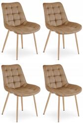 FDY Set 4 Scaune Bucatarie/Dining Joy Maro, Catifea, Picioare Metalice, Finisaj Lemn