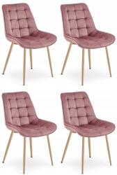 FDY Set 4 Scaune Bucatarie/Dining Joy Roz, Catifea, Picioare Metalice, Finisaj Lemn