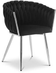 FDY Scaun Dining Tip Fololiu Mira Catifea Negru, Picioare Crom