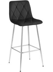 FDY Scaun Bar Fido Catifea Negru Picioare Metalice Finisaj Crom