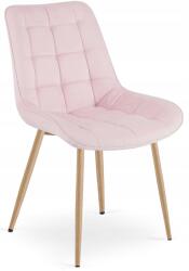 FDY Scaun Bucatarie/Dining Joy Roz Deschis Catifea, Picioare Metalice, Finisaj Lemn