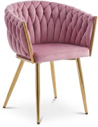 FDY Scaun Dining Tip Fololiu Mira Catifea Roz, Picioare Aurii