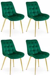 FDY Set 4 Scaune Bucatarie/Dining Joy Verde, Catifea, Picioare Metalice, Finisaj Auriu