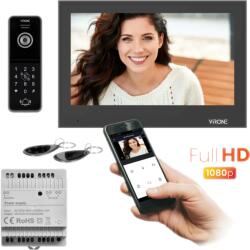 VIRONE Set de video-interfonie, handset, monitor LCD de 10", meniu OSD, WI-FI + APP telefon, cu slot pentru card de memorie TF, cameră Full HD 1080p, tastatură și cititor de carduri și brelocuri de proximita