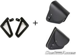 Customacces Leather saddlebag CUSTOMACCES BARCELONA Negru pair, with universal support (224188)