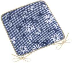 BellaTEX Ülőpárna DITA 34/410 - sima, 40 × 40, kék kocka virággal (9517)