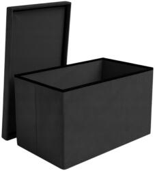 Ruhhy 25995 Összecsukható szövet puff, 60 × 30 × 30 cm, teherbírás 80 kg, fekete szín