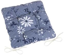 BellaTEX Ülőpárna DITA 41/410 - steppelt, 40 × 40, kék kocka virággal (9495)