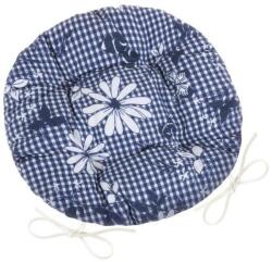 BellaTEX DITA 62/410 - kerek, steppelt, átmérő 40 cm, kék kockás, virággal (9528)