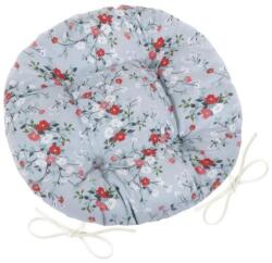BellaTEX Ülőpárna DITA 62/402 - kerek, steppelt, átm. 40cm, virág, szürke (9520)