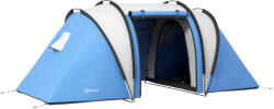 Outsunny Cort de camping pentru 4-5 persoane cu 2 dormitoare | Aosom Romania (A20-387V00BU) Cort