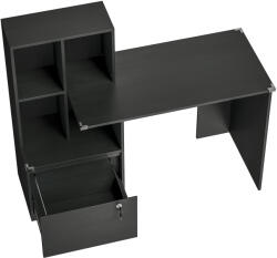 HomCom Birou pentru calculator cu bibliotecă 4 compartimente și sertar blocabil, 126 x 50 x 109 cm, negru | Aosom Romania (836-663V80BW)