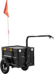 SPORTNOW Remorcă bicicletă, remorcă cargo 65L cu cutie pliabilă și capac, roți pneumatice cu eliberare rapidă | Aosom Romania (B71-085V00BK)
