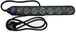 Dablerom Prelungitor cu intrerupator Dablerom 31-153, 6 prize Schuko, 1.5m, protectie descarcari electrice, negru (31-153)