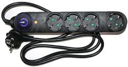 Dablerom Prelungitor cu intrerupator Dablerom 31-151, 4 prize Schuko, 1.5m, protectie descarcari electrice, negru (31-151)