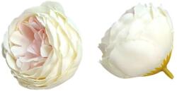  Élethű selyemvirág boglárka fej fehér, rózsaszín középpel 5 cm