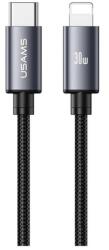 USAMS U91 adatkábel Type-C - Lightning 30W PD gyorstöltő 100cm Sötétszürke SJ770USB01 (SJ770USB01)
