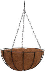 Strend Pro Függő virágcserép, Strend Pro Garden LC-CocoH-23, barna/fekete, átmérő: 30 cm, magasság: 14 cm, lánccal és akasztóval, fém, kókuszrost betéttel, kerek (TC221841)