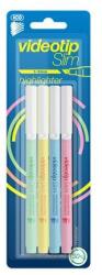 ICO Evidențiator, set, 1-3 mm, ICO "Videotip Slim", 4 culori pastelate diferite, 4 buc